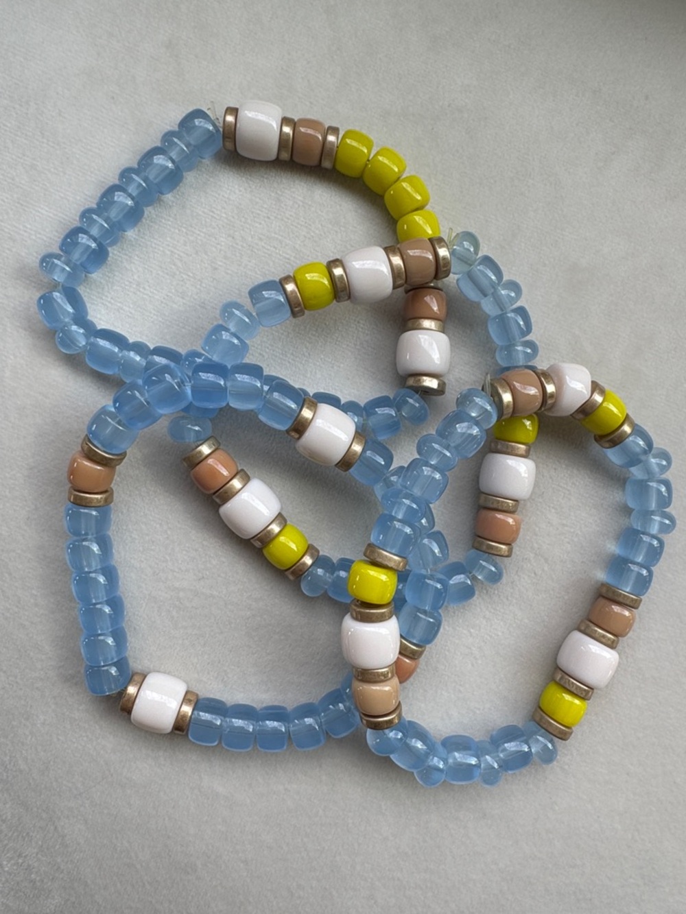 NWT SET of 4 GLASS PONY BEAD BRACELETS